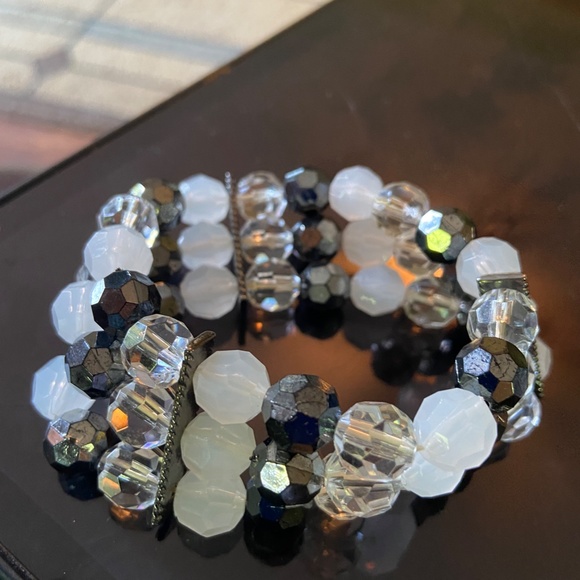 Bracelet costume stretch black white and crystal - Picture 2 of 2